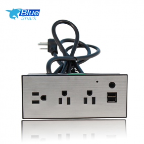 High quality tabletop power outlet US panel socket with 3 AC outlet 2 USB charging for office furniture hotel 