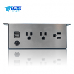 High quality hang table power outlet strip US hang extension socket with 3 AC outlets 2 USB charging for  business office hotel school