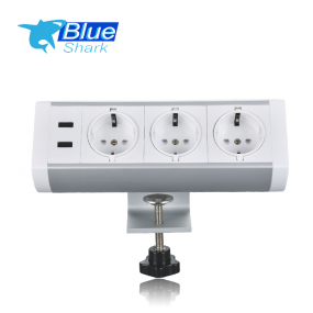 EU Removable Electric Power Outlet 3 way Clamp n Desktop Tabletop edge Socket with 2 USB Charging for conference room commercial office