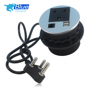 South African 3 Pin Power Outlet Built in Tabletop Desktop Round Grommet Sofa Data socket with 2 USB charger for furniture latest 2020