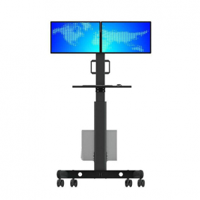 Dual screen ground display movable tv mount with stand