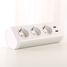 tabletop mounted socket clamp on desktop power socket with dual usb charger