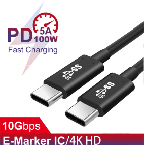 E-marker chip USB 3.1 Gen2 usb c cable 100w pd data cable 20v 5A 10Gbps