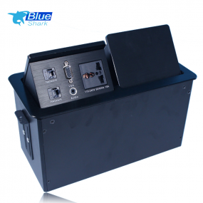 Press pop-up desktop mounted power and data socket for office desk/hydraulic pop up build in table power socket outlet 