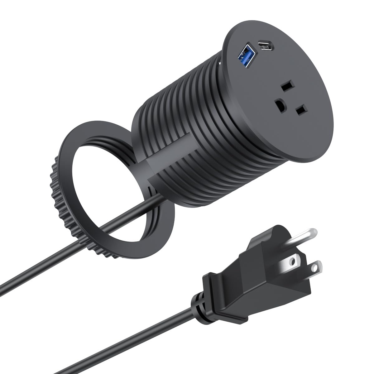 Recessed Desktop Grommet with AC Outlet and 2 USB Ports