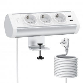 4 Way Desk Extension Lead with Switch, 2 USB Ports, 3M Cable